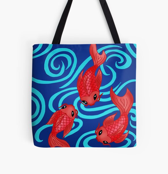 Carpas Koi - Peces "kawaii" estilo tela de kimono Bolsa estampada de tela
