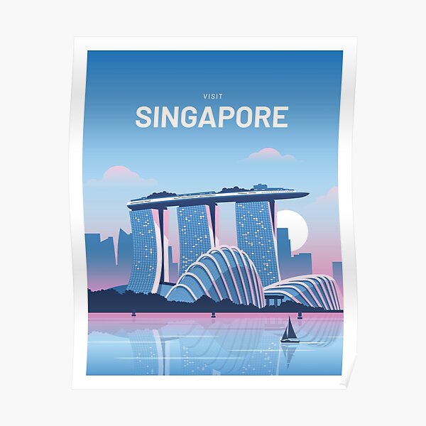 Singapore Marina Bay Sands Travel Art Poster