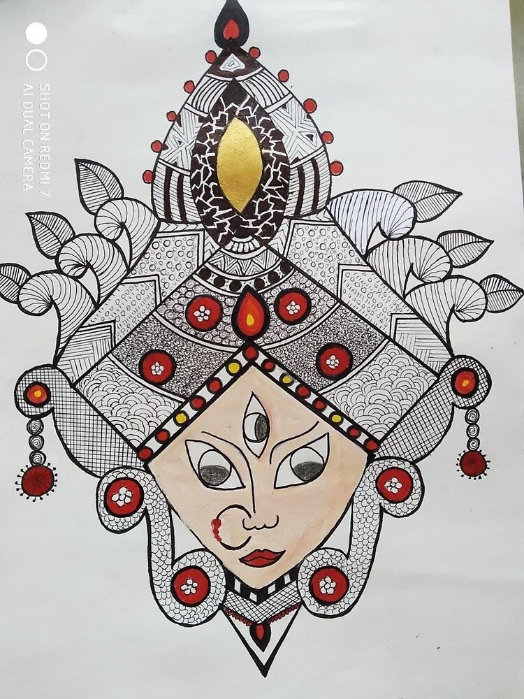 Image of Sketch Of Goddess Durga Maa Or Durga Closeup Face Design Element  In Outline Editable Vector Illustration For A Dasara Festival  Celebration-NI520107-Picxy
