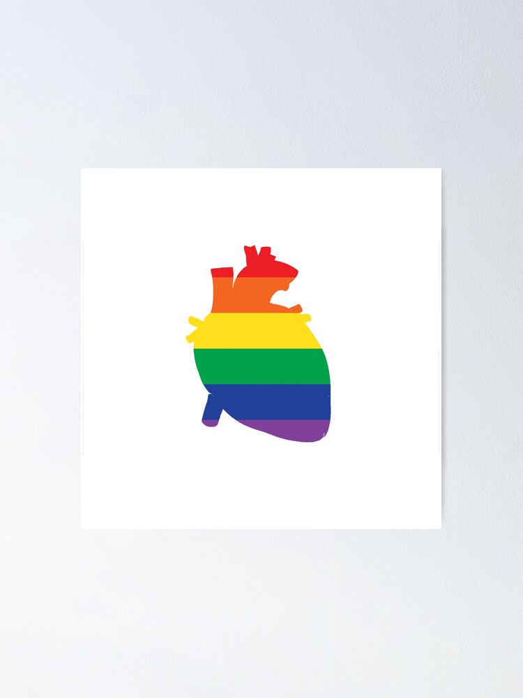 Pride Heart Shaped Design Chic Minimal Gay Pride Heart White Poster