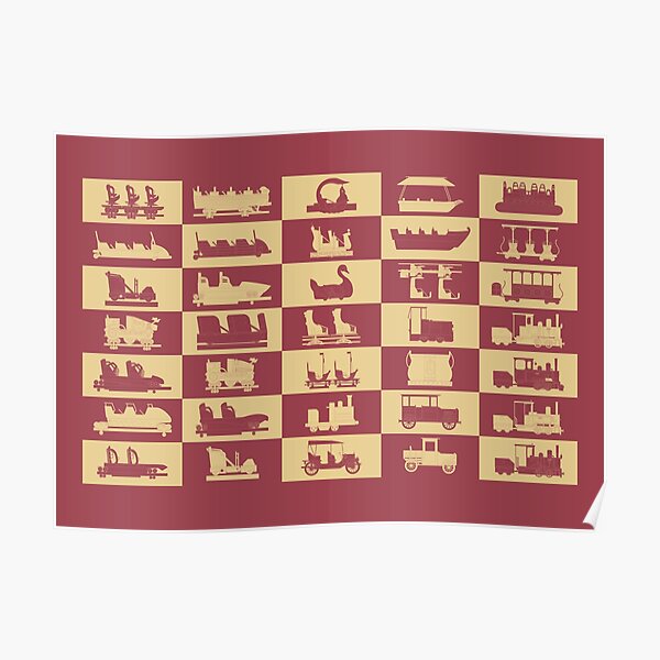 Ride vehicles fairytale theme park RED Poster