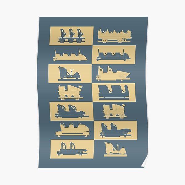 Rollercoaster vehicles fairytale theme park BLUE Poster