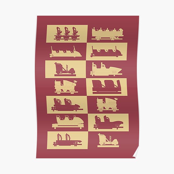 Rollercoaster vehicles fairytale theme park RED Poster
