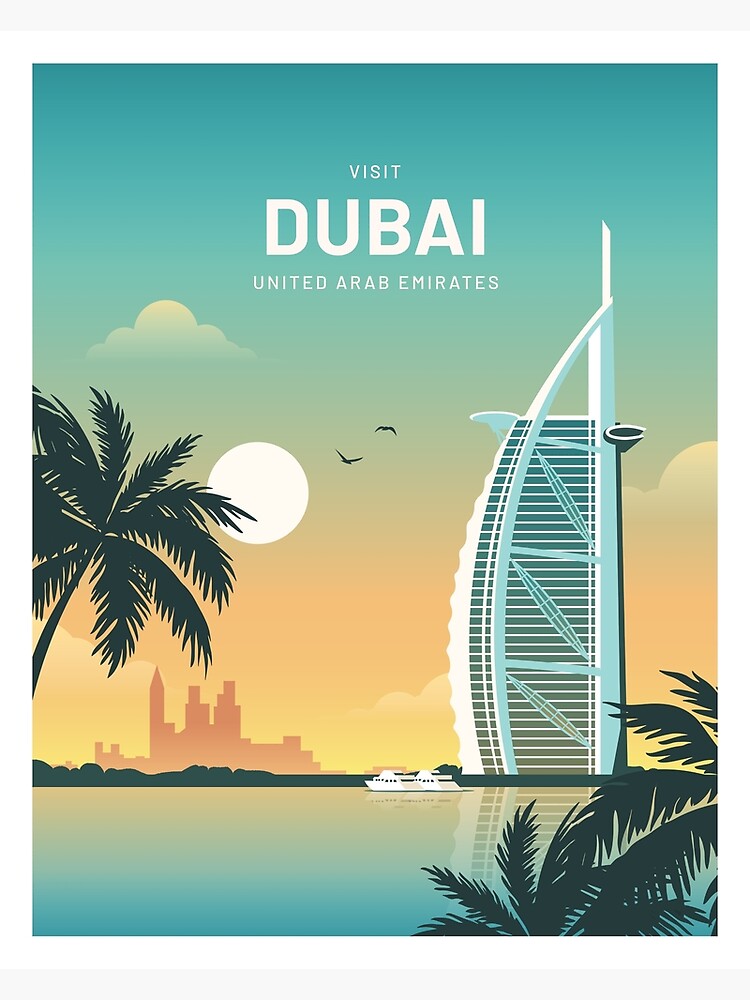 "Dubai United Arab Emirates Vintage Travel" Greeting Card for Sale by