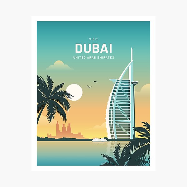Dubai United Arab Emirates Vintage Travel Photographic Print