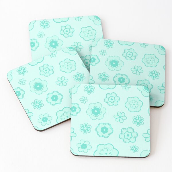 Item preview, Pastel Turquoise Hippie Flower Pattern designed and sold by everything4eva.
