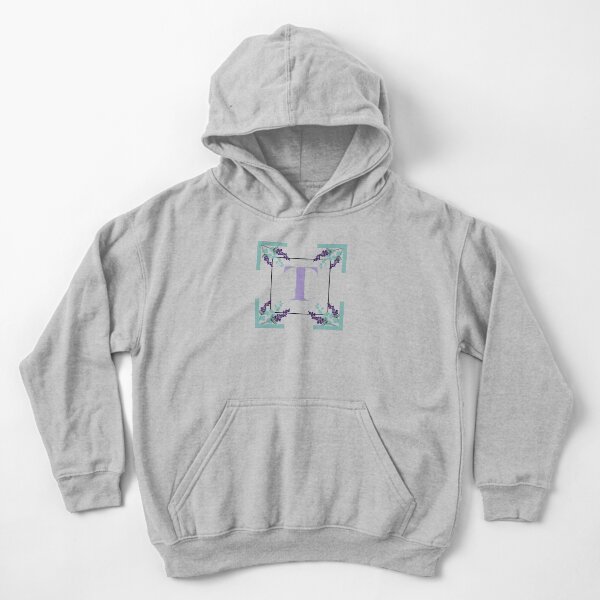 Eucalyptus lavender alphabet - letter T Kids Pullover Hoodie