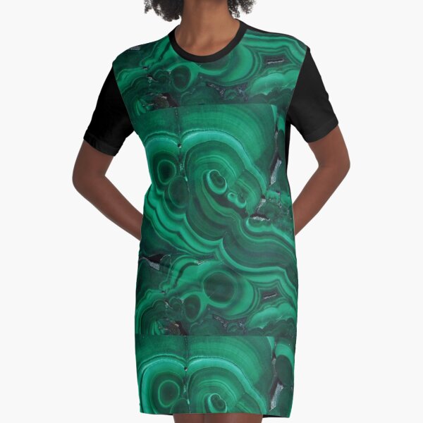 Malachite Texture Graphic T-Shirt Dress