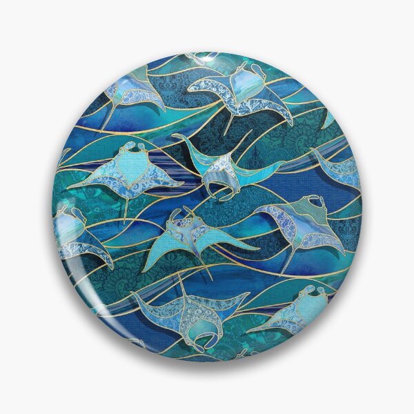 Item preview, Patchwork Manta Rays in Sapphire and Turquoise Blue designed and sold by micklyn.