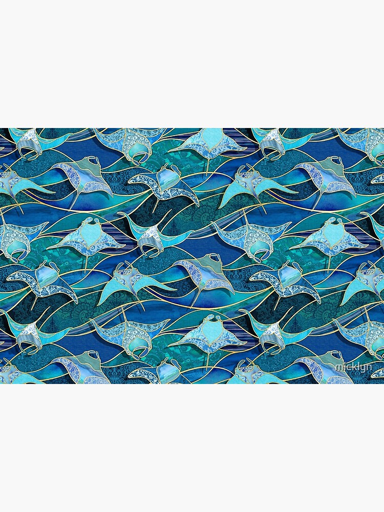 Patchwork Manta Rays in Sapphire and Turquoise Blue by micklyn