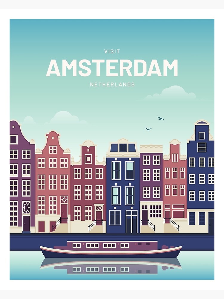 Amsterdam Netherlands Vintage Vector Illustration | Poster