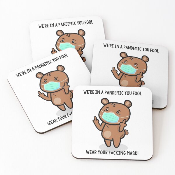 Item preview, Pandemic fool, WEAR YOUR MASK Sheeple - Funny & Cute middle finger Bear Mask Cartoon meme designed and sold by originalsusie.