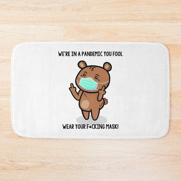 Item preview, Pandemic fool, WEAR YOUR MASK Sheeple - Funny & Cute middle finger Bear Mask Cartoon meme designed and sold by originalsusie.