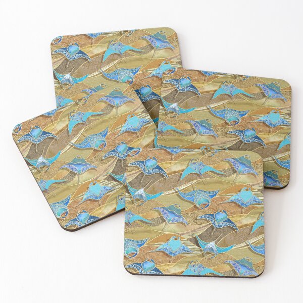 Item preview, Patchwork Manta Rays in Turquoise and Golden Sand designed and sold by micklyn.