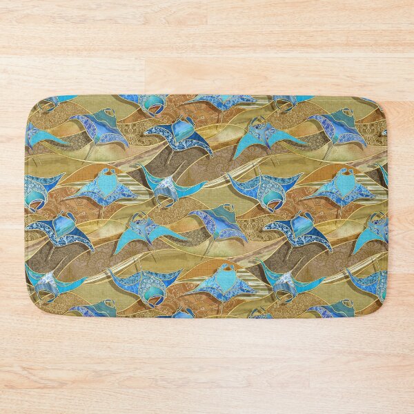Item preview, Patchwork Manta Rays in Turquoise and Golden Sand designed and sold by micklyn.
