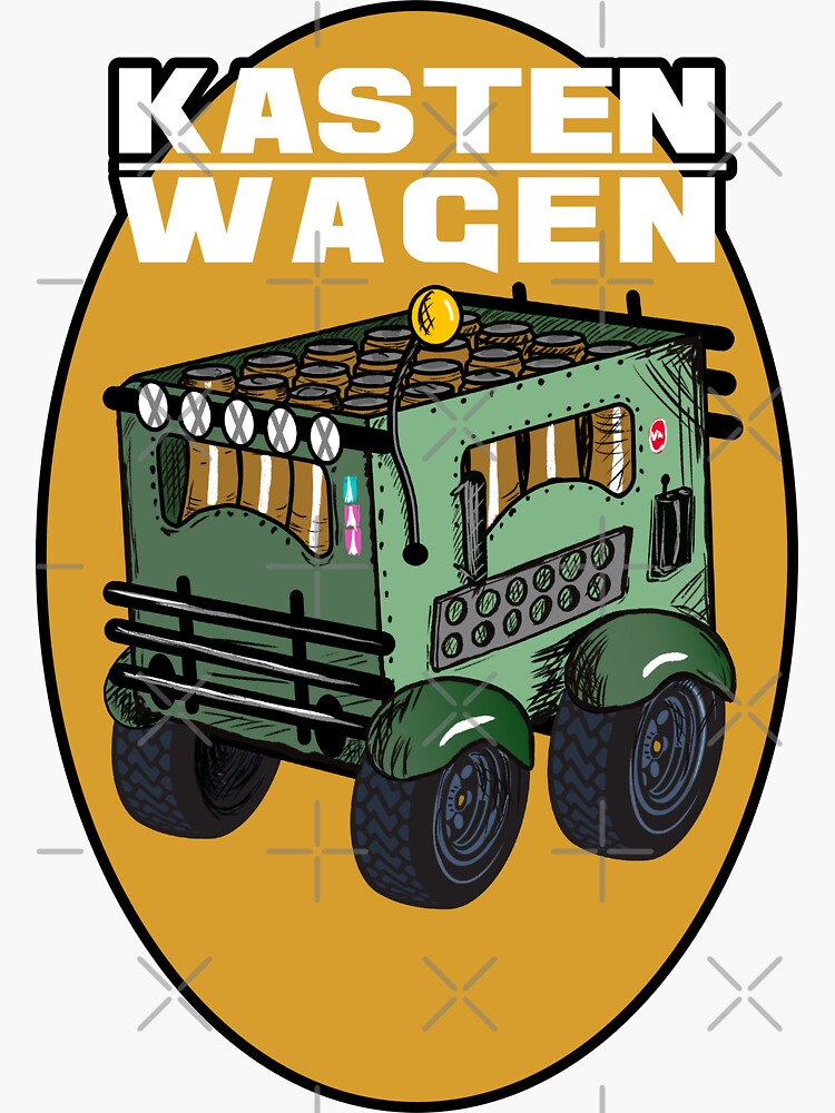 Sticker mit Kastenwagen Camping Zelten Transporter Bier Kasten Bus von  emm-j