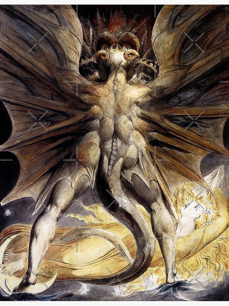 William Blake: The big red dragon and the woman clothed with the sun  Roter Drache Poster