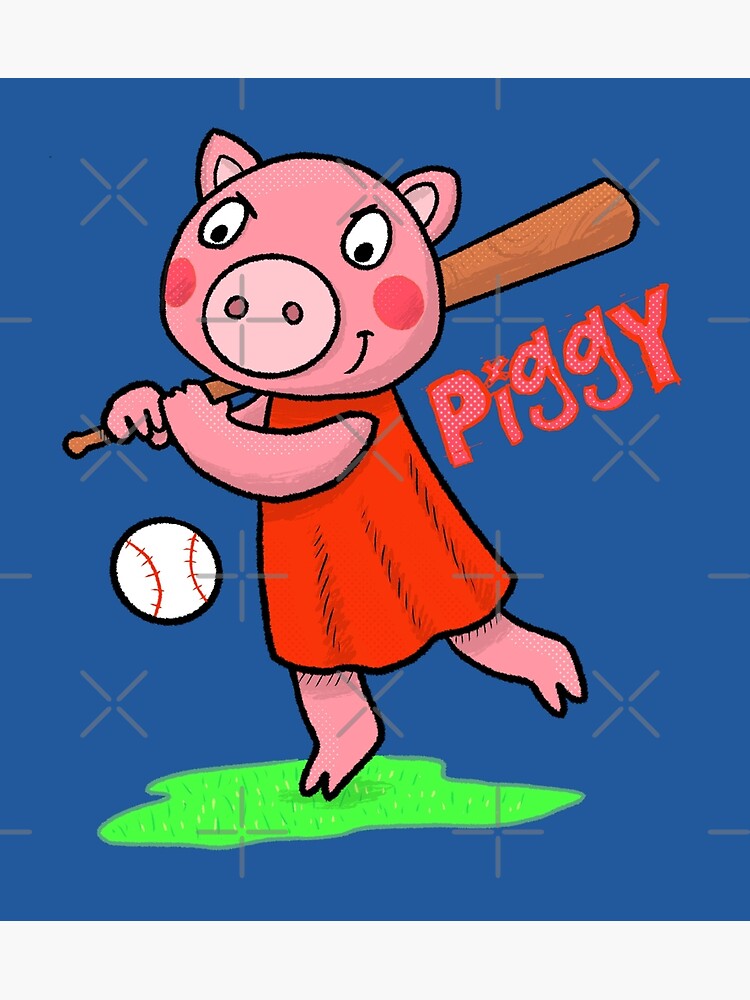 Cartoon Pig Playing Baseball Greeting Card By Tubers Redbubble - funneh roblox bloxburg family ep 10