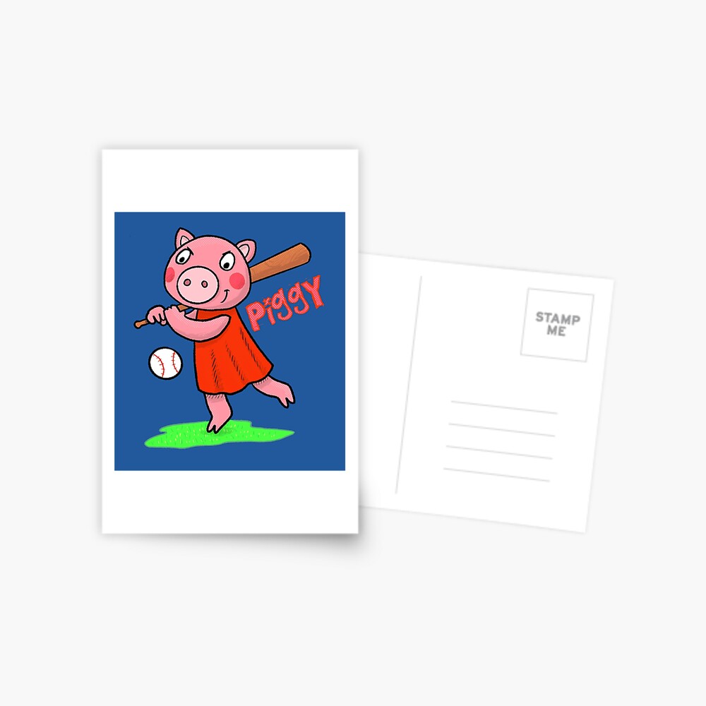 Cartoon Pig Playing Baseball Greeting Card By Tubers Redbubble - itsfunneh roblox family ep 6