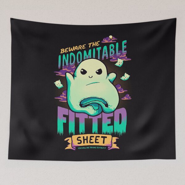Item preview, Indomitable Fitted Sheet // Funny, Halloween, Adulting designed and sold by Geekydog.
