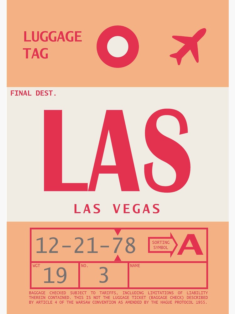 "Las Vegas International Airport Vintage Luggage Tag" Sticker for Sale