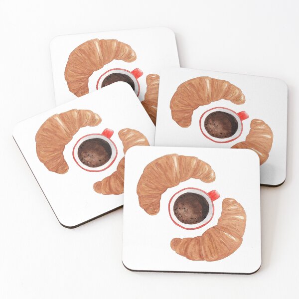 Item preview, Watercolor coffee and croissant illustration designed and sold by IevaLiART.
