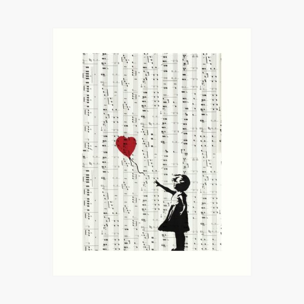  Personalized Romantic Valentine's Day – Easel Backed Tabletop  or Wall Art. Perfect for Wedding Anniversary. (17 - Heart Balloon (Banksy  Style)): Posters & Prints