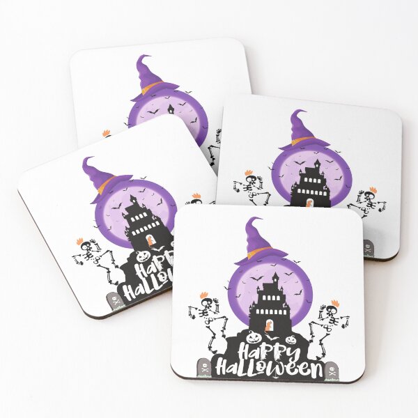 Item preview, kids Happy Halloween, skeletons, Castle , witch hat, graves, pumpkins, bats Essential designed and sold by Freeshstyle.