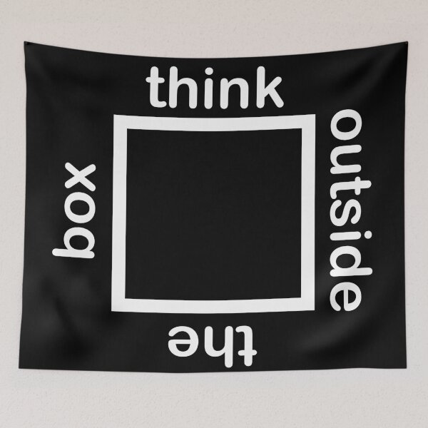 Item preview, Think outside the box meme white designed and sold by BlueHut.