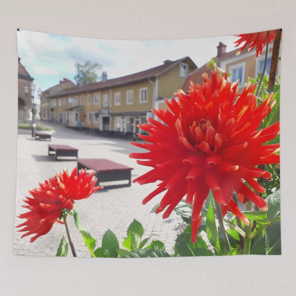 Item preview, Red dahlia in an old town in Sweden designed and sold by Tanja Dianova.