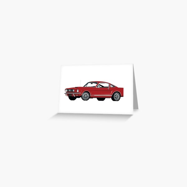 Red Mustang Car Design Greeting Card