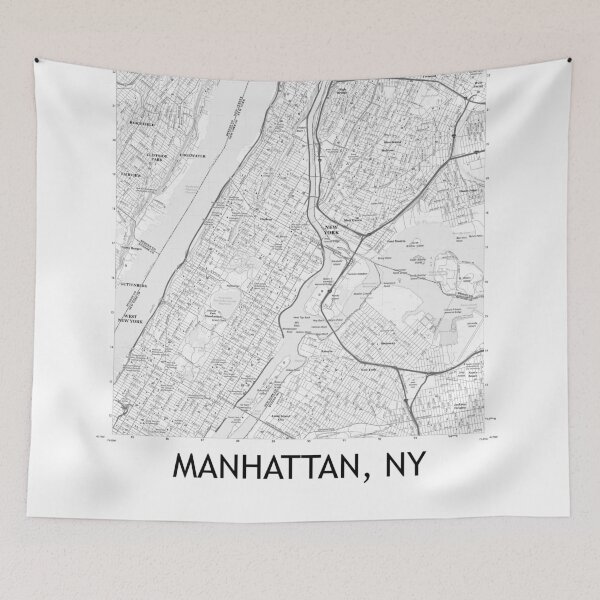Item preview, Manhattan, NY Topographical Map Black & White designed and sold by PGHPhotoCo.