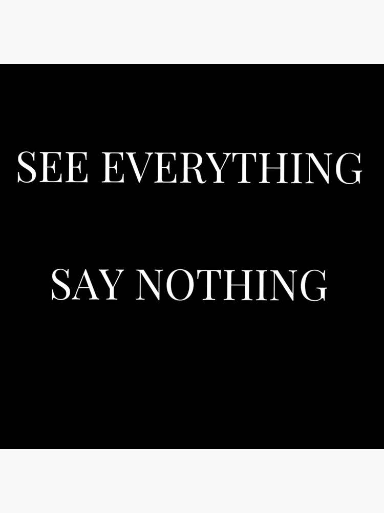 See Everything Say Nothing