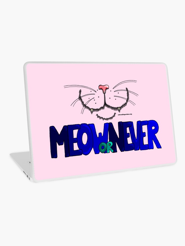 Thumbnail 1 von 2, Laptop Folie, Meow or Never & Nosy Cat auf Pink designt und verkauft von Boxcats.