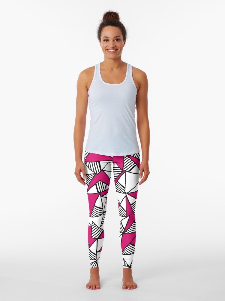 black and white pink leggings