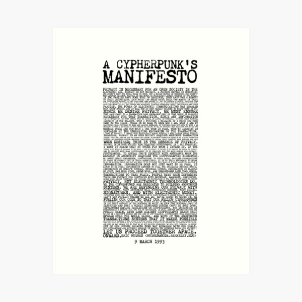 Item preview, A Cypherpunk’s Manifesto designed and sold by Anonymousbtb.