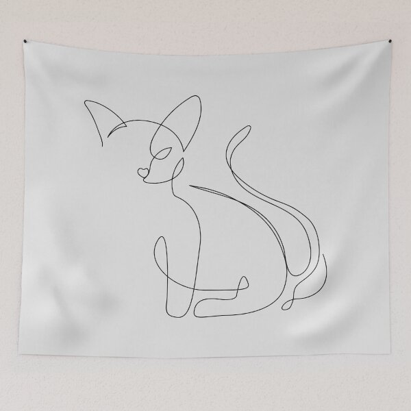 Item preview, Cat line drawing illustration designed and sold by EaolaDesign.