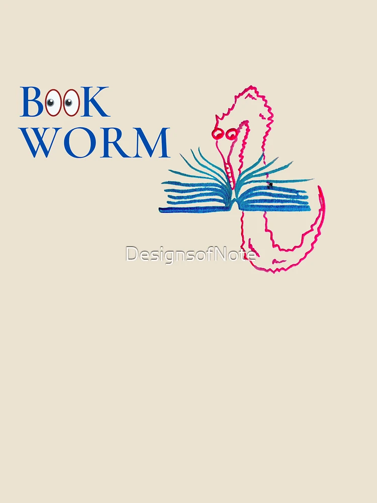 Thumbnail 4 of 4, Relaxed T-Shirt, Bookworm Worm on a String designed and sold by DesignsofNote.