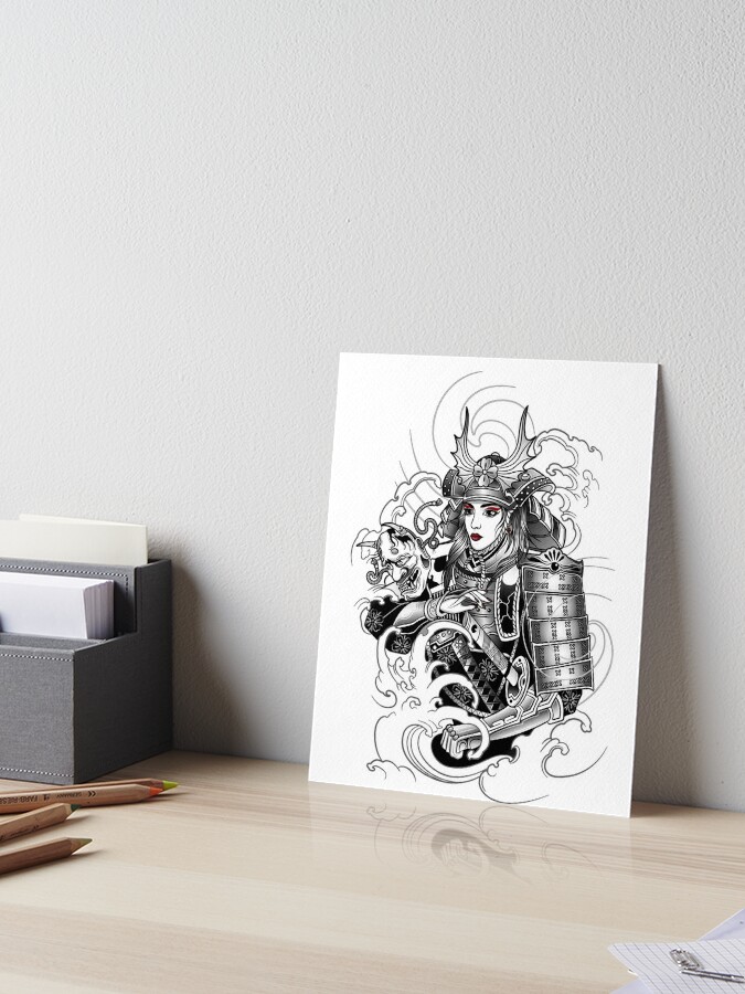 Japan Samurai Girl With Armor | Art Board Print