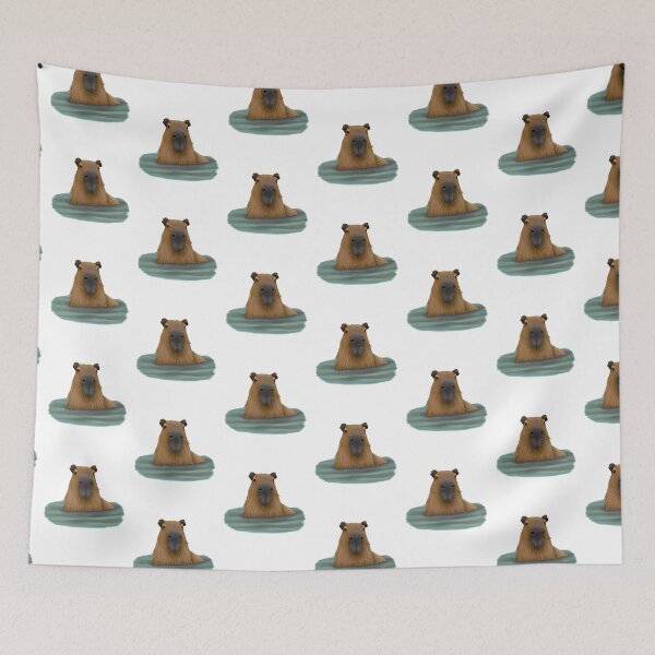 Item preview, Capybara Swimming In Water Painting designed and sold by troyanthonyart.