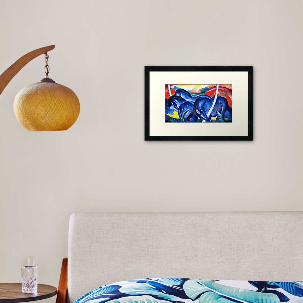 Franz Marc - The Large Blue Horses (Die grossen blauen Pferde) 1911 Artwork Reproduction for Wall Art, Prints, Tshirts, Men, Women, Kids Framed Art Print
