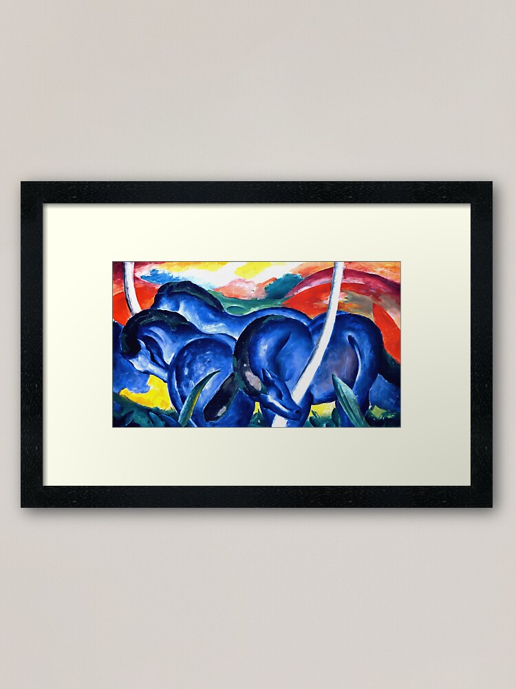 Alternate view of Franz Marc - The Large Blue Horses (Die grossen blauen Pferde) 1911 Artwork Reproduction for Wall Art, Prints, Tshirts, Men, Women, Kids Framed Art Print