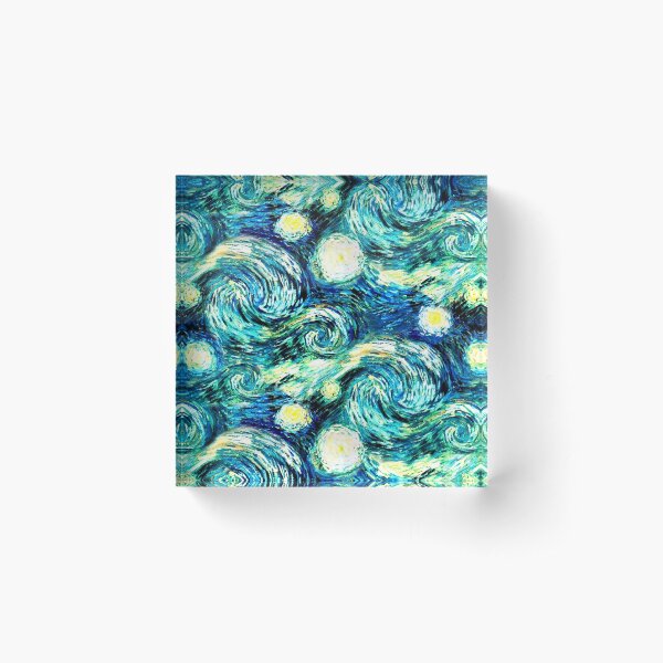 Starry Night, Sky Only Painting, Inspired by Van Gogh Acrylic Block