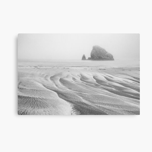 Sand Patterns on a Foggy Beach Canvas Print