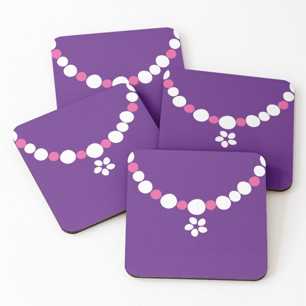 Item preview, Pretty Posy necklace/belt fashion print, large-scale digital floral, white and pink on purple designed and sold by Susan Marie Williams.