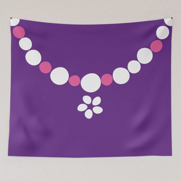 Item preview, Pretty Posy necklace/belt fashion print, large-scale digital floral, white and pink on purple designed and sold by Susan Marie Williams.