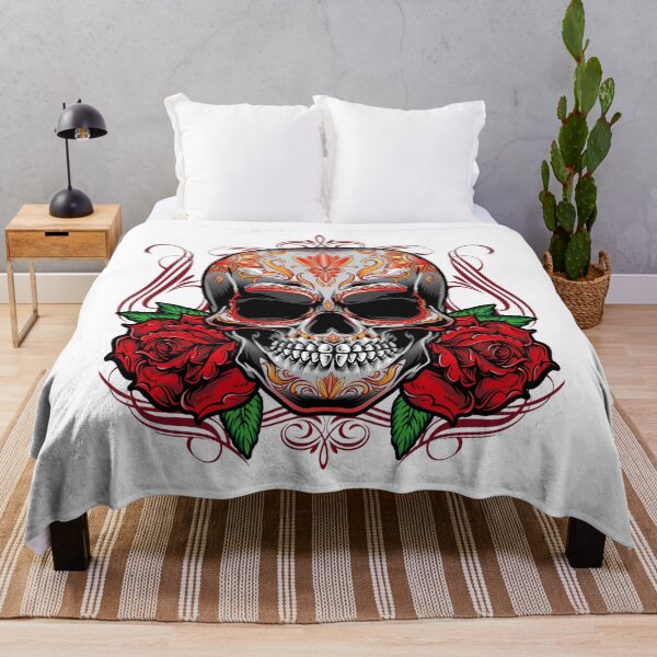 Item preview, Mythical Red Sugar Skull With The Roses designed and sold by JTS STORE.