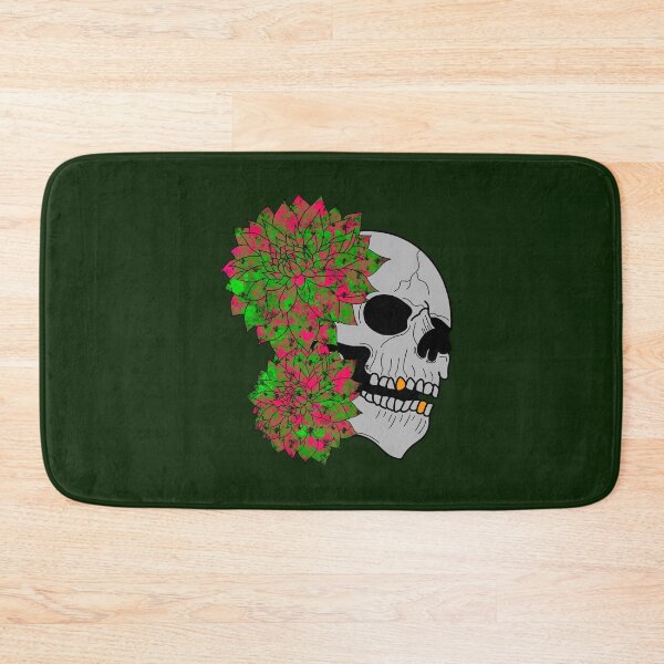 Item preview, Skull and pink and green dahlias designed and sold by BV-creas.