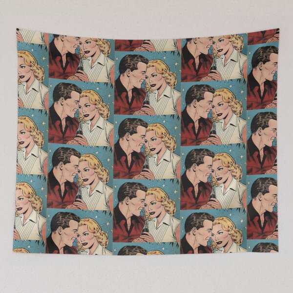 Aperçu de l'œuvre Sharing a soda Vintage romance pop art créée et vendue par Vintage Designs +.