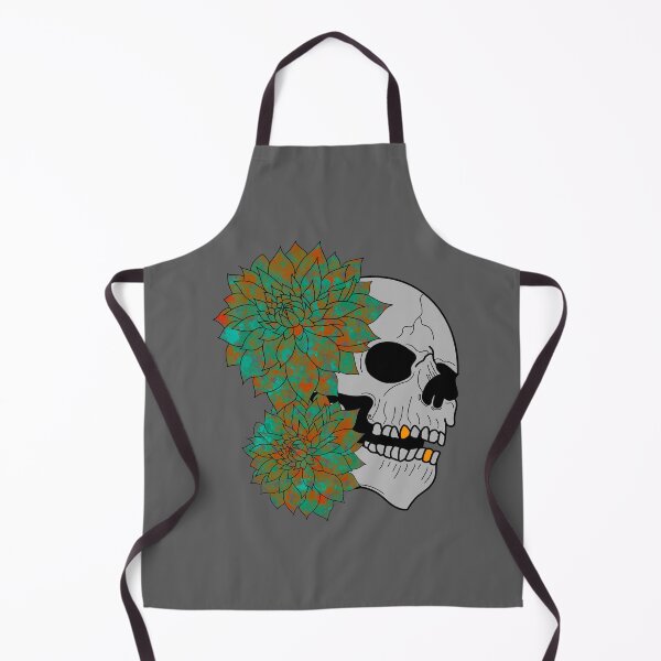 Item preview, Skull and green and orange dahlias designed and sold by BV-creas.